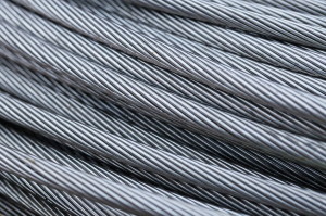 Steel wire rope cable closeup